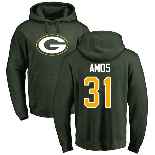 Men Green Bay Packers Green 31 Amos Adrian Name And Number Logo Nike NFL Pullover Hoodie Sweatshirts